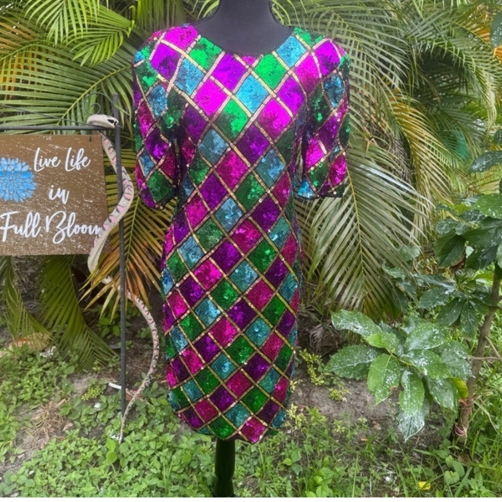 Vintage Multicolor Sequin Dress size S